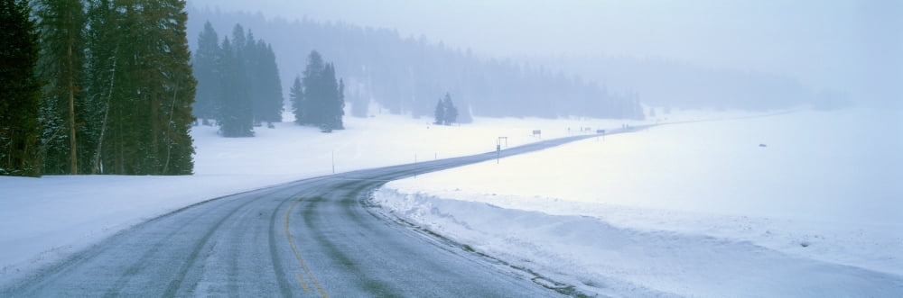 A Snowy Route 14 Near Cedar Breaks National Park Utah Canvas Art - Panoramic Images (36 x 12)