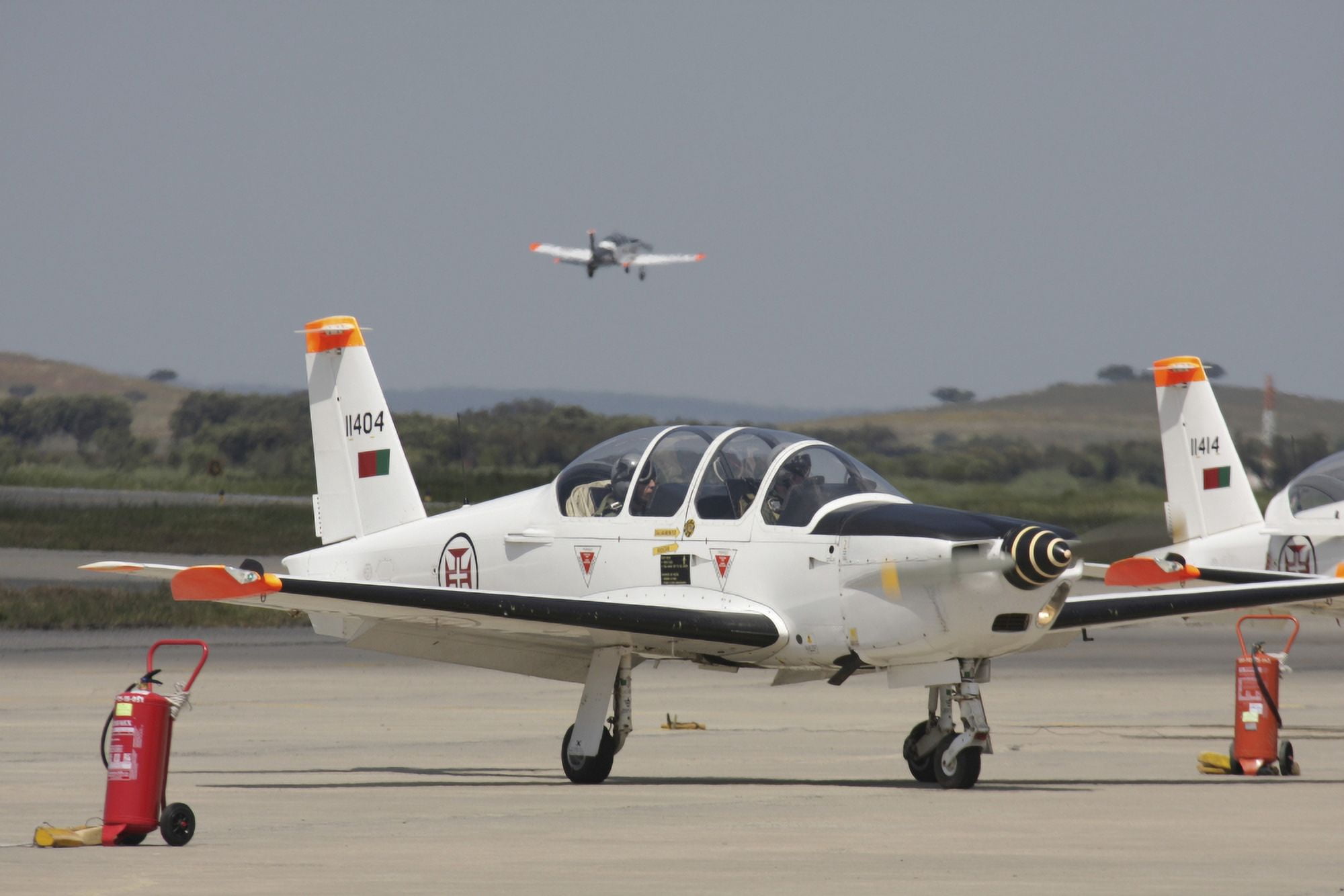 A Socata TB-30 Epsilon trainer aircraft of the Portuguese Air Force Canvas Art - Timm ZiegenthalerStocktrek Images (35 x 23)