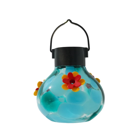 A Solar Powered Hummingbird Feeder Glass Bird Feeder With Solar Light For Garden Patio Outdoor Decoration Automatic Night Lighting Model A