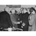 thumbnail image 1 of A Solemn Harry Truman Shakes Hands With Admiral William Leahy After Being Sworn In As President. With George Marshall, 1 of 1