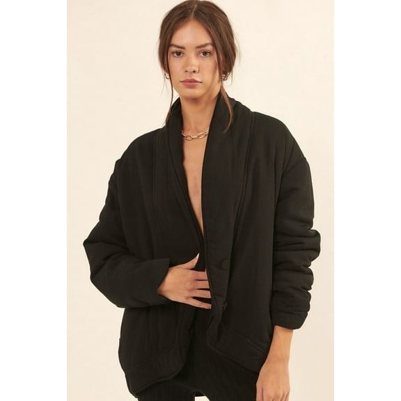 A Solid Woven Jacket Black S