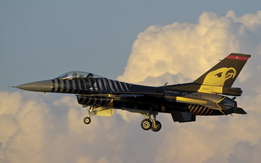 A Solo Turk F-16 of the Turkish Air Force with a custom paint scheme Canvas Art - Giovanni CollaStocktrek Images (36 x 22)