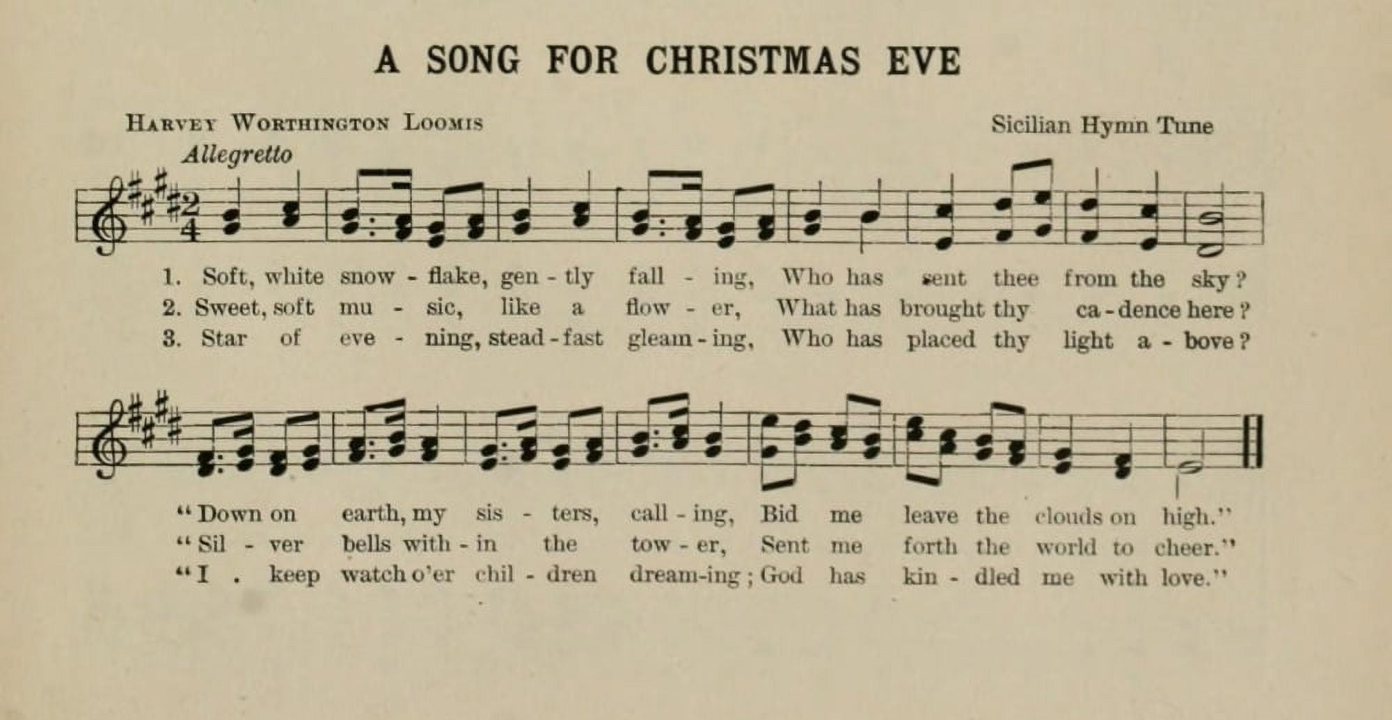 A Song for Christmas Eve HW Loomis Christmas Carols & Hymns 1910 Canvas Art - (18 x 24)