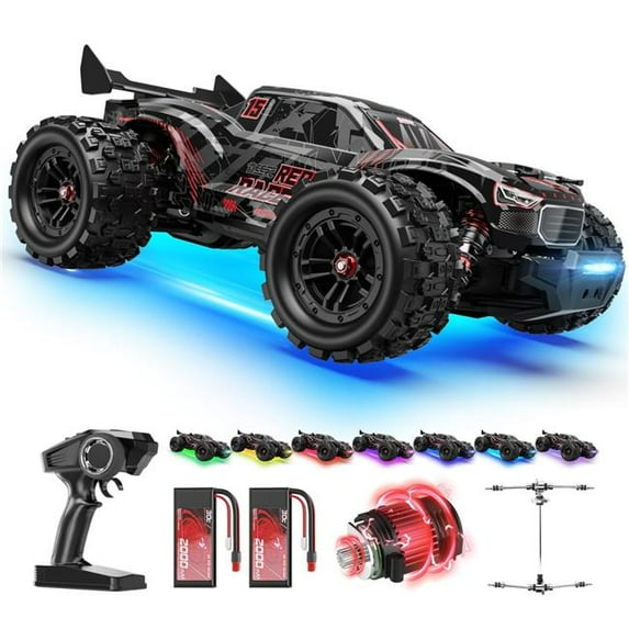 A-Sonic XS-72578 1-14 Scale Fast Brushless RC Cars for Adults - Max 46 Plus mph Off-Road RC Truck - 2 x 3S Lipo 4WD RC Trucks Waterproof - 7 Lighting Modes High Speed Remote Control Car - Sand & Mud