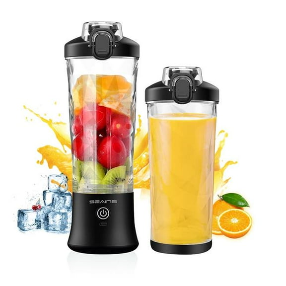 A-Sonic XS68542 Blender - Personal Blender for Shakes & Smoothies with 20 oz Travel Cup & Lid - Mini Personal Size Blender with 6 Blades & USB Rechargeable for Gym - Kitchen & Outdoors - Black