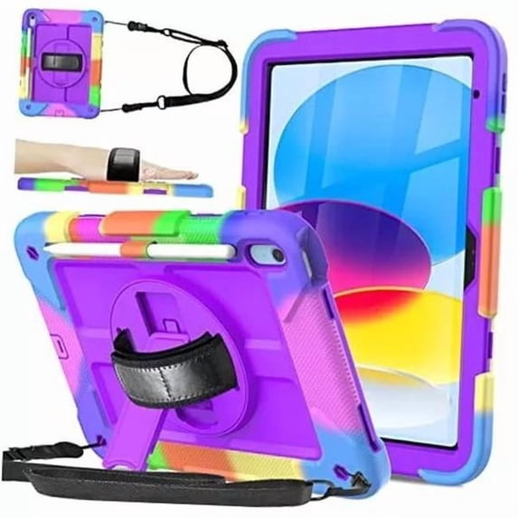 A-Sonic XS68228 Kids Friendly Case for iPad - A16 11th Gen 11 in. - 2025 - iPad 10th Gen 10.9 in. - 2022 - Fully-Body Rugged Heavy Duty Shockproof Protective Case with Kickstand - Purple