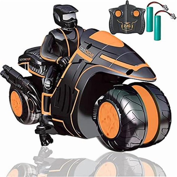 A-Sonic XS69627 Motorcycle - RC Motorcycle 360 deg Spinning Wheels Stunt Motorbike - Rotating Drifting 2WD High Speed Car Toys with Riding Figure - Gift for Kids Boys Girls 4-12 Years Old