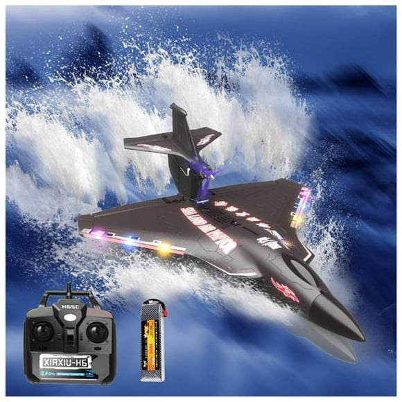 A-Sonic XS-72587 Plane for Water Land & Air - Amphibious Tri-Phibian Aircraft - 6CH brushless Powered RC Airplane That can Fly Against The Wind - 2.4GHz RTF Airplane - Black
