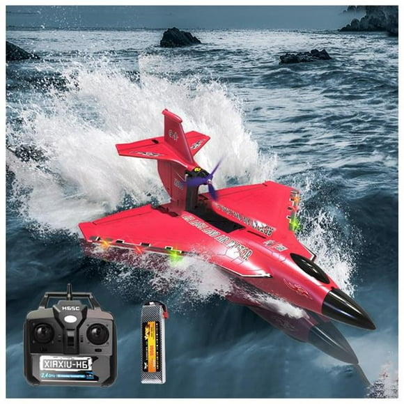 A-Sonic XS-72584 Plane for Water Land & Air - Amphibious Tri-Phibian Aircraft - 6CH brushless Powered RC Airplane That can Fly Against The Wind - 2.4GHz RTF Airplane, Red