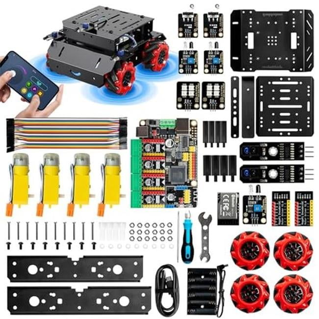 A-Sonic XS72294 mBot Mega Robot Kit with Mecanum Wheels - Programmable ...