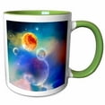 thumbnail image 1 of 3drose, a Space Scenario with Stars, Sun and Planets - New Solar System, 11oz Two-tone Green Mug, 1 of 6