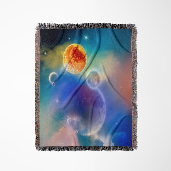 A Space Scenario With Stars, Sun And Planets - New Solar System, Woven Blanket