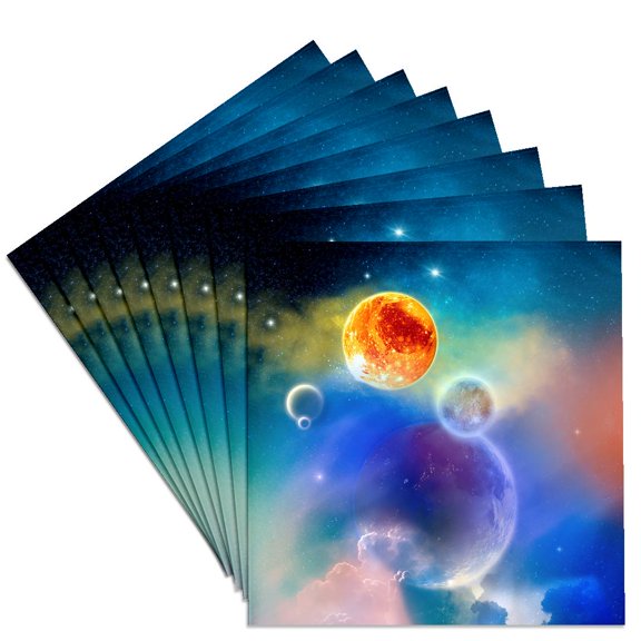 3drose, a Space Scenario with Stars, Sun and Planets - New Solar System, Set of 8 Ceramic Tile Coasters