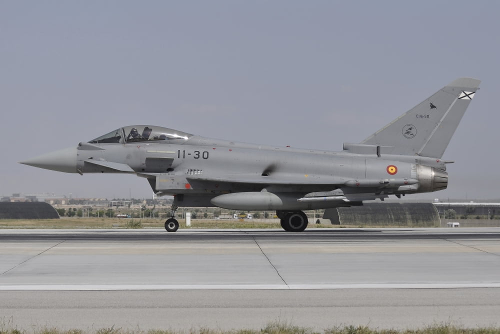 A Spanish Air Force Eurofighter Typhoon 2000 at Konya Air Base Turkey Canvas Art - Giorgio CiariniStocktrek Images (17 x 12)