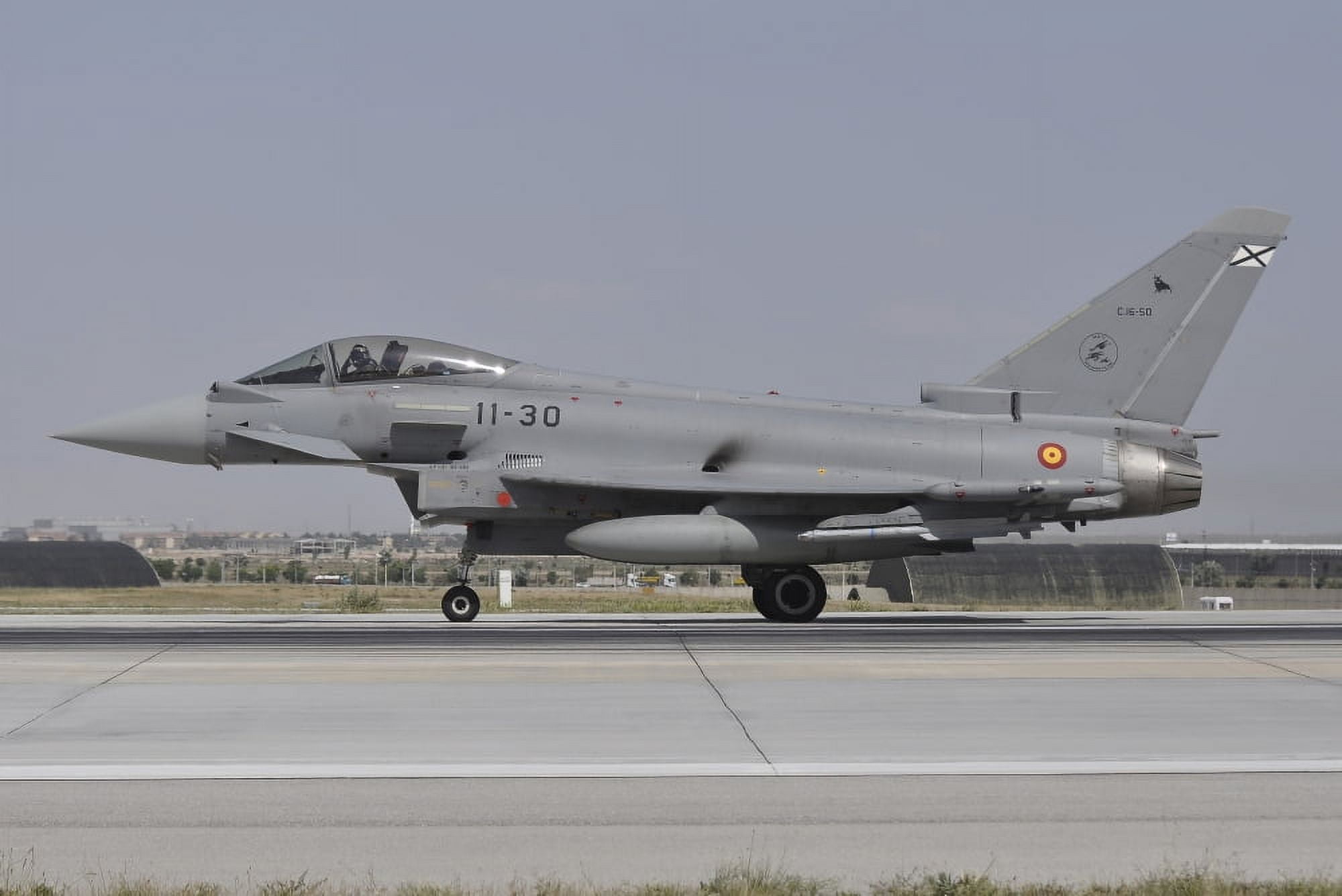 A Spanish Air Force Eurofighter Typhoon 2000 at Konya Air Base Turkey Canvas Art - Giorgio CiariniStocktrek Images (34 x 23)