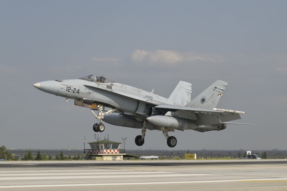 A Spanish Air Force FA-18C during Exercise Anatolian Eagle Canvas Art - Giovanni CollaStocktrek Images (34 x 23)