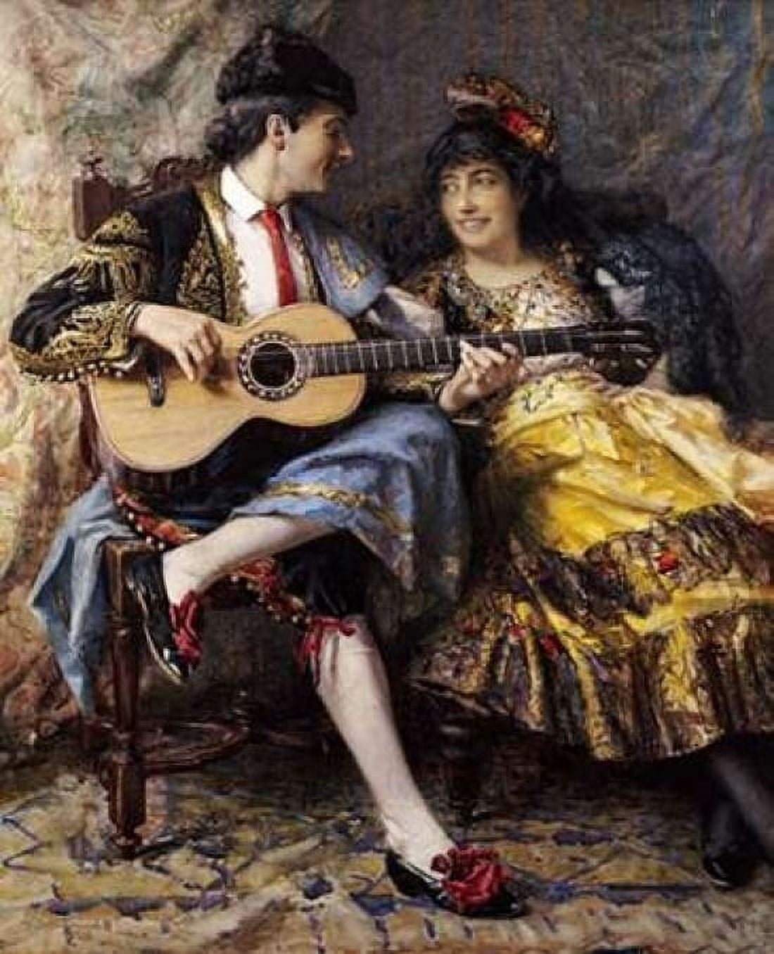 A Spanish Singer and His Lady Canvas Art - Arthur Alfred Burrington (24 x 30)