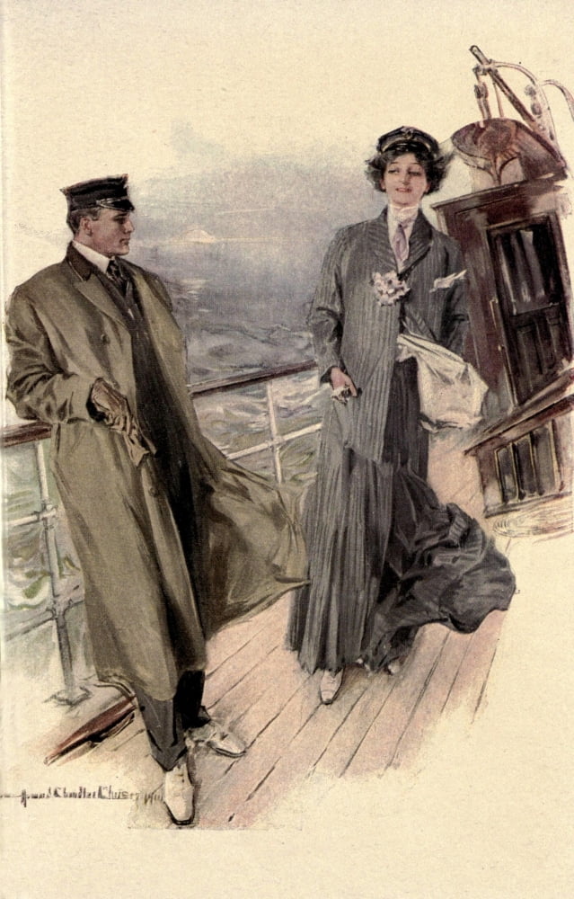 A Spendid Hazard c1910 On a boat Canvas Art - Howard Chandler Christy (18 x 24)