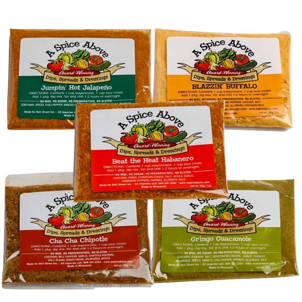 A Spice Above 5 Pack Spicy Dips Mixed Seasonings Packets Includes