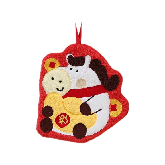 A Spring Festival Pattern Hanging Hand Towel Highly Absorbent For Kitchen Bathroom Decorative Dishwashing Towel