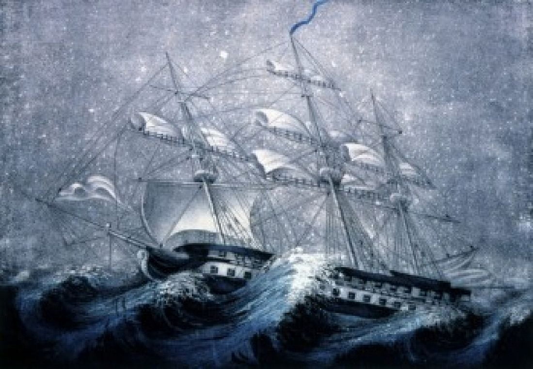A Squall Off Cape Horn Currier and Ives (a 1857-1907American) Library of Congress Washington DC Canvas Art - Currier and Ives (18 x 24)