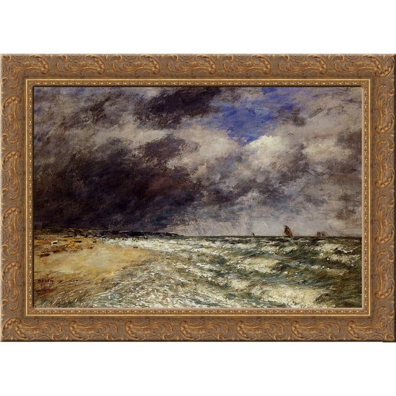A Squall from Northwest 24x18 Gold Ornate Wood Framed Canvas Art by Eugene Boudin