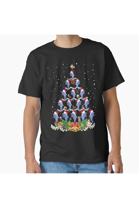 A St. Nick Dolphin Fish Lover Xmas Gift Funny Christmas Tree Holiday G11735 Unisex T-Shirt, Up to Size 5XL
