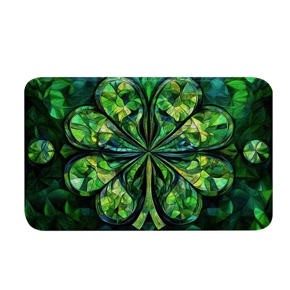 A St Patricks Day Door Mat Large Shamrock Design 15.75X23.62 Inches Non Slip Polyester Rug For Porch Entryway Holiday Decor
