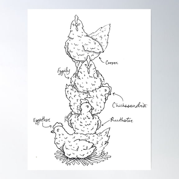A Stack Of Chickens Poster Wall Art, Modern Wall Decor For Living Room Bedroom, 24x36 UNFRAMED