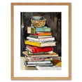 thumbnail image 1 of A Stack of Recipe Cookbooks with Bowls on Top Artwork Framed Wall Art Print 9X7 Inch, 1 of 5