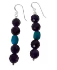 SKEENTUNER A Sterling Silver Faceted Amethyst and Turquoise Beaded Earrings