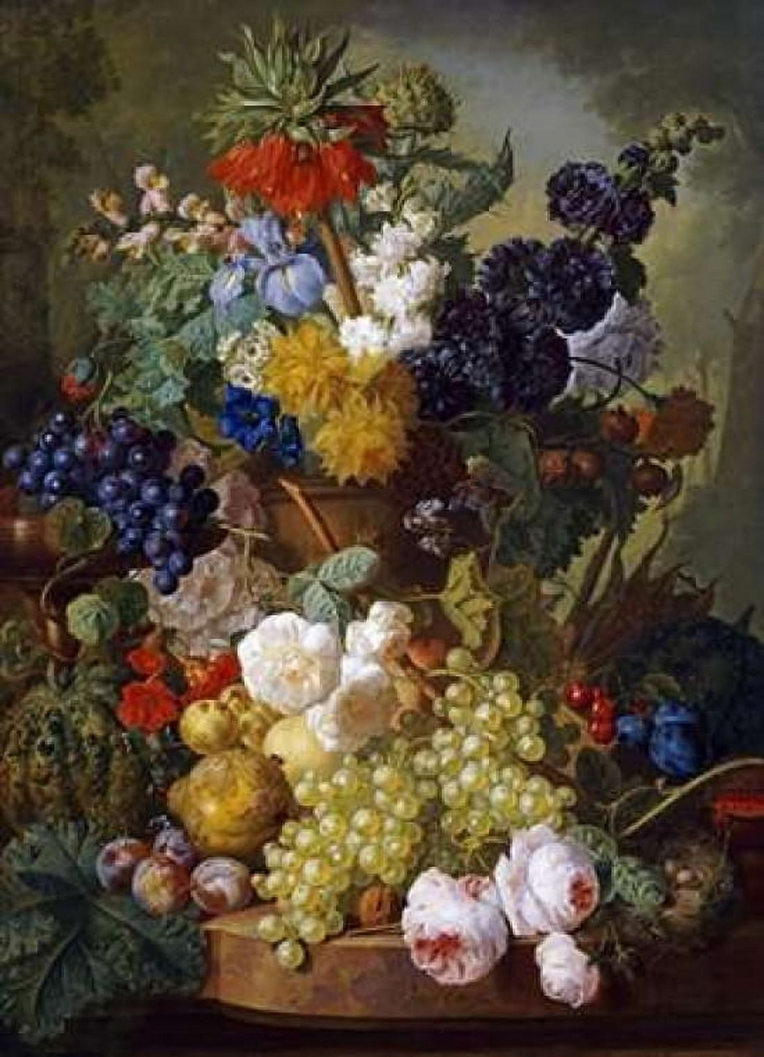 A Still Life of Flowers and Fruit Canvas Art - Jan Van Os (18 x 24)