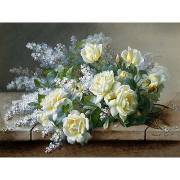 A Still Life with Roses Poster Print by Raoul de Longpre (11 x 14)