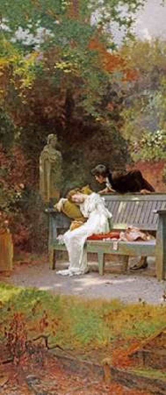 A Stolen Kiss Canvas Art - Marcus Stone (10 x 20)