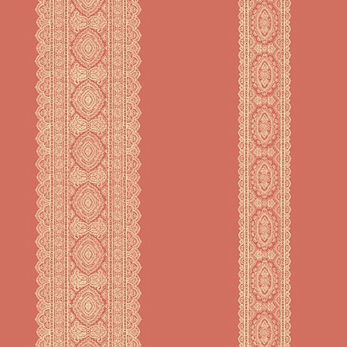 A-Street Prints Brynn Coral Paisley Stripe Wallpaper, 20.5-in by 33-ft, 56.4 sq. ft