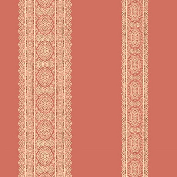 A-Street Prints Brynn Coral Paisley Stripe Wallpaper, 20.5-in by 33-ft, 56.4 sq. ft