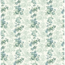 A-Street Prints Charlise Teal Floral Stripe Wallpaper, 20.5-in by 33-ft, 56.4 sq. ft