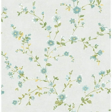 A-Street Prints Delphine Light Blue Floral Wallpaper, 20.5-in by 33-ft, 56.4 sq. ft