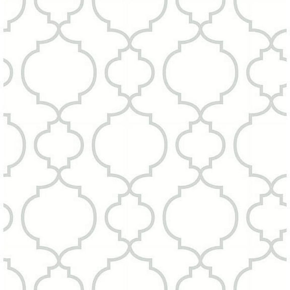 A-Street Prints Desiree White Quatrefoil Wallpaper, 20.5-in by 33-ft, 56.4 sq. ft