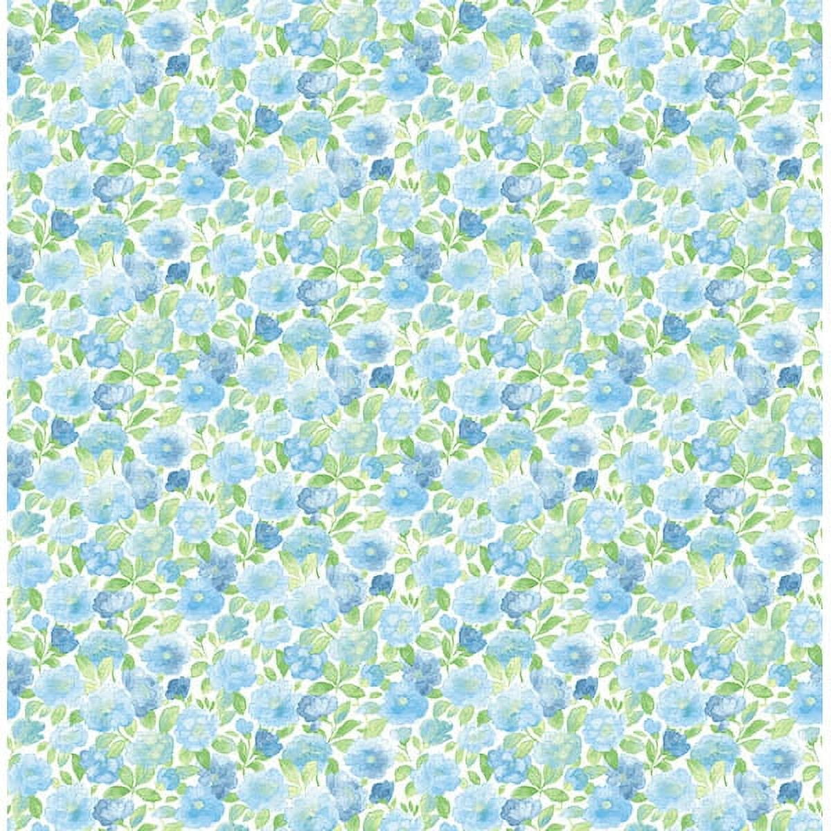 Sky Blue Floral Non-woven Removable Wallpaper Roll
