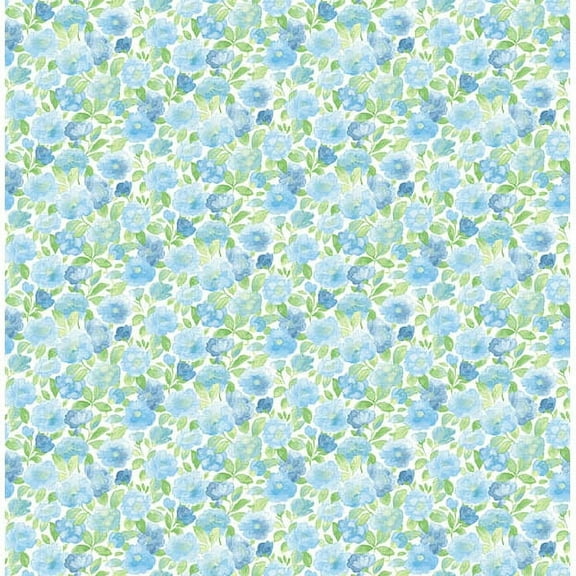 A-Street Prints Elsie Sky Blue Floral Wallpaper, 20.5-in by 33-ft, 56.4 sq. ft
