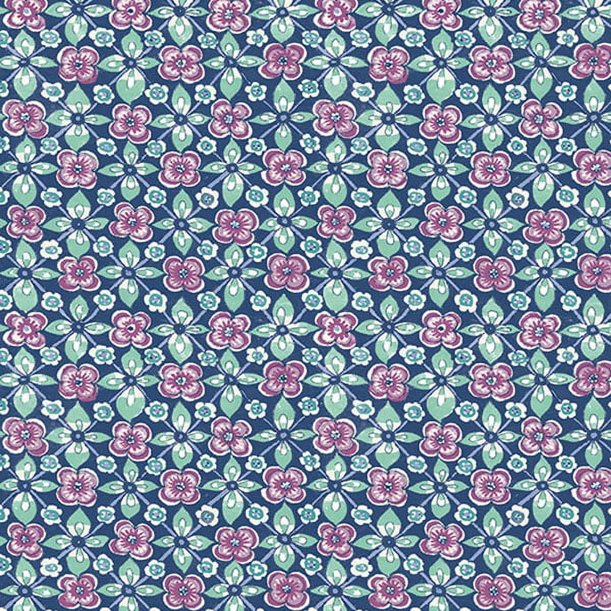 Indigo and Emerald Non-Woven Floral Wallpaper Roll