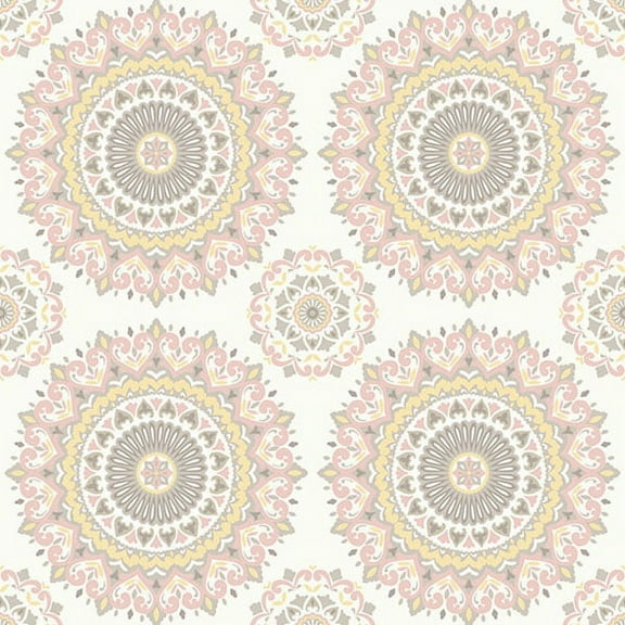 A-Street Prints Gemma Light Pink Boho Medallion Wallpaper