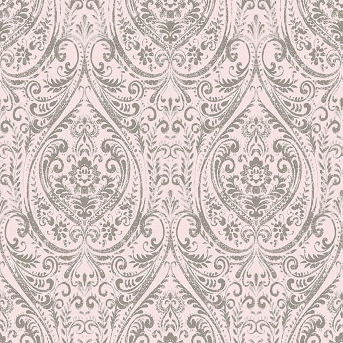 A-Street Prints Gypsy Light Pink Damask Wallpaper, 20.5-in by 33-ft, 56.38 sq. ft