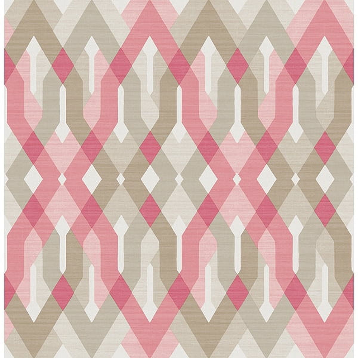 A-Street Prints Harbour Pink Geometric Wallpaper, 20.5-in by 33-ft, 56.4 sq. ft