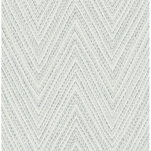 A-Street Prints Lainey Blue Stitched Chevron Wallpaper