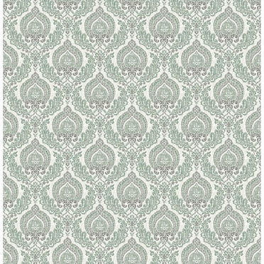A-Street Prints Lulu Dark Green Damask Wallpaper, 20.5-in by 33-ft, 56.4 sq. ft