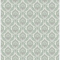 A-Street Prints Lulu Dark Green Damask Wallpaper, 20.5-in by 33-ft, 56.4 sq. ft