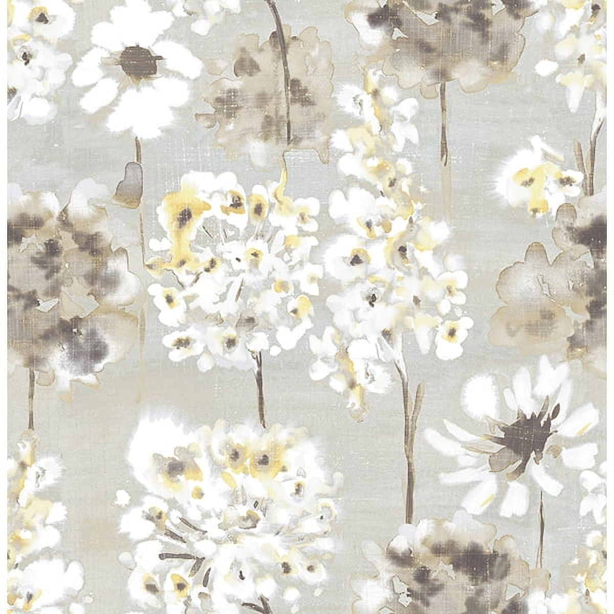 Marilla Grey and Yellow Watercolor Floral Vinyl Wallpaper