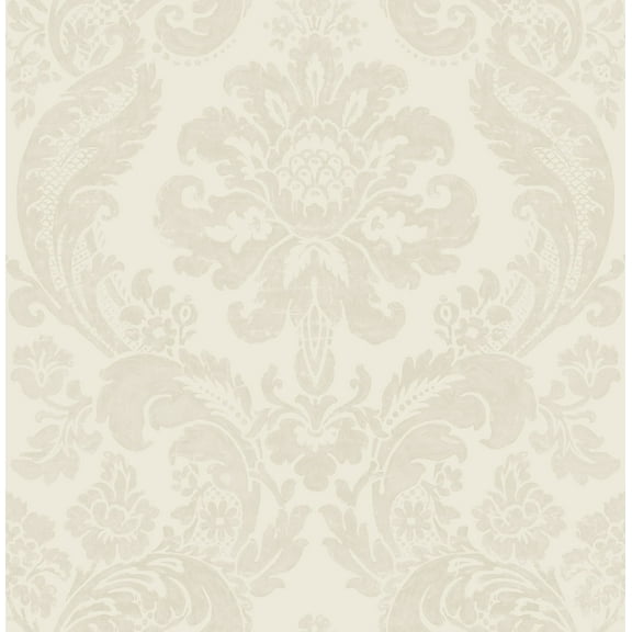 A-Street Prints Shadow Cream Flocked Damask Wallpaper